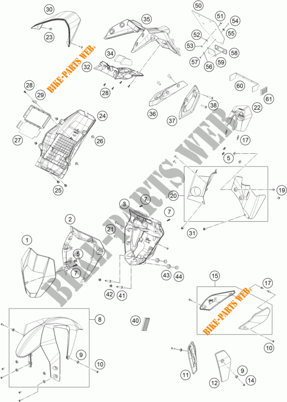 PLASTICS for KTM 690 DUKE WHITE ABS 2015