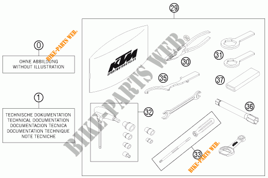 TOOL KIT / MANUALS / OPTIONS for KTM 690 DUKE WHITE ABS 2015