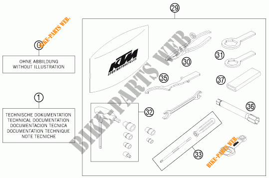 TOOL KIT / MANUALS / OPTIONS for KTM 690 DUKE BLACK ABS 2015
