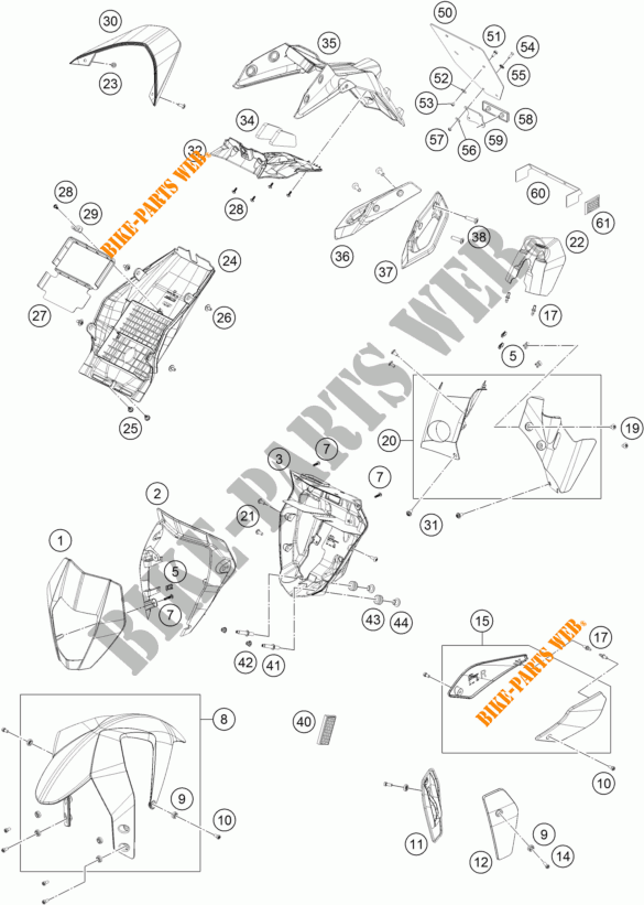 PLASTICS for KTM 690 DUKE WHITE ABS 2015