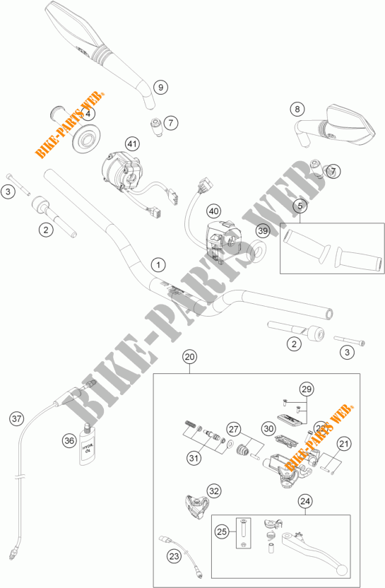 HANDLEBAR / CONTROLS for KTM 690 DUKE BLACK ABS 2015
