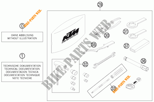 TOOL KIT / MANUALS / OPTIONS for KTM 690 DUKE WHITE ABS 2015
