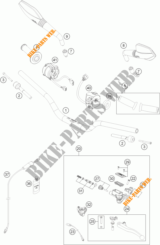 HANDLEBAR / CONTROLS for KTM 690 DUKE BLACK ABS 2014