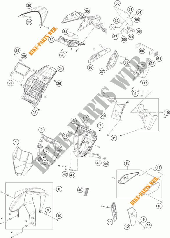 PLASTICS for KTM 690 DUKE WHITE ABS 2014