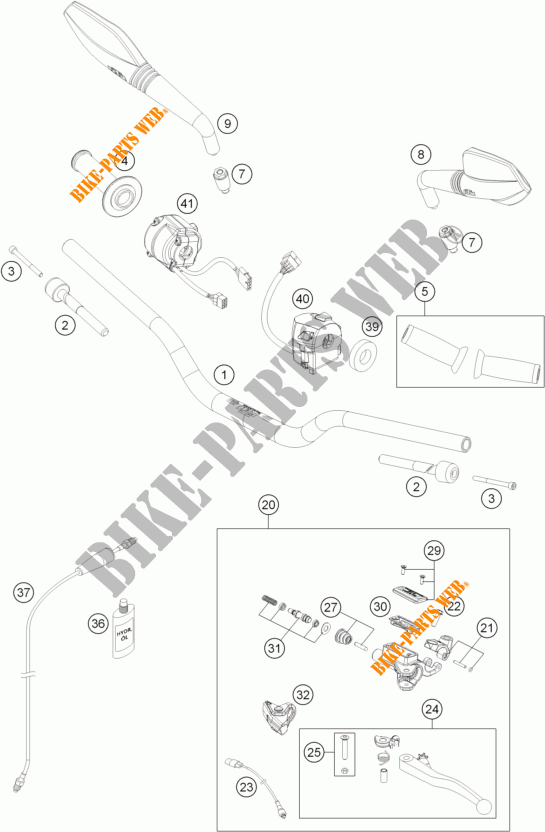 HANDLEBAR / CONTROLS for KTM 690 DUKE WHITE ABS 2014