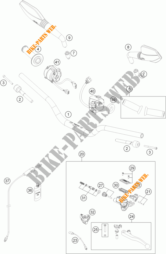 HANDLEBAR / CONTROLS for KTM 690 DUKE BLACK ABS 2014