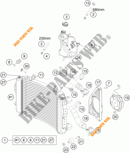 COOLING SYSTEM for KTM 690 DUKE WHITE ABS 2013