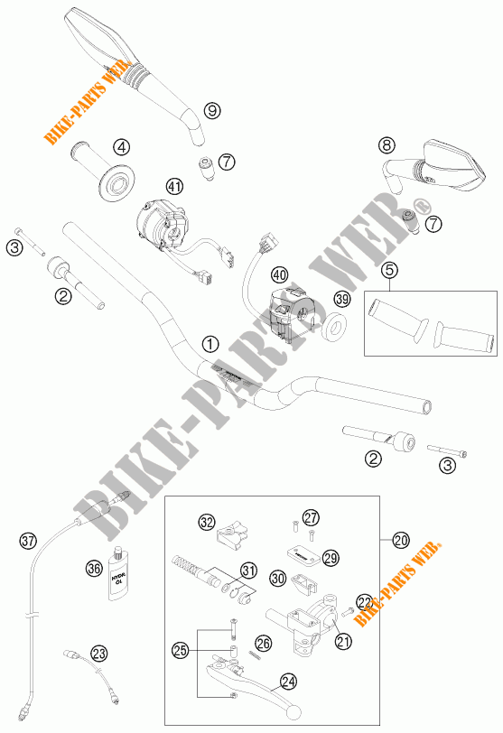 HANDLEBAR / CONTROLS for KTM 690 DUKE WHITE 2012