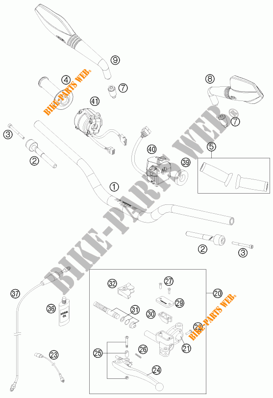 HANDLEBAR / CONTROLS for KTM 690 DUKE BLACK 2012