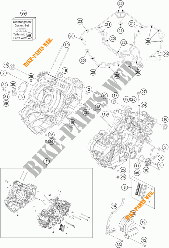 CRANKCASE for KTM 1290 SUPER DUKE GT ORANGE ABS 2016