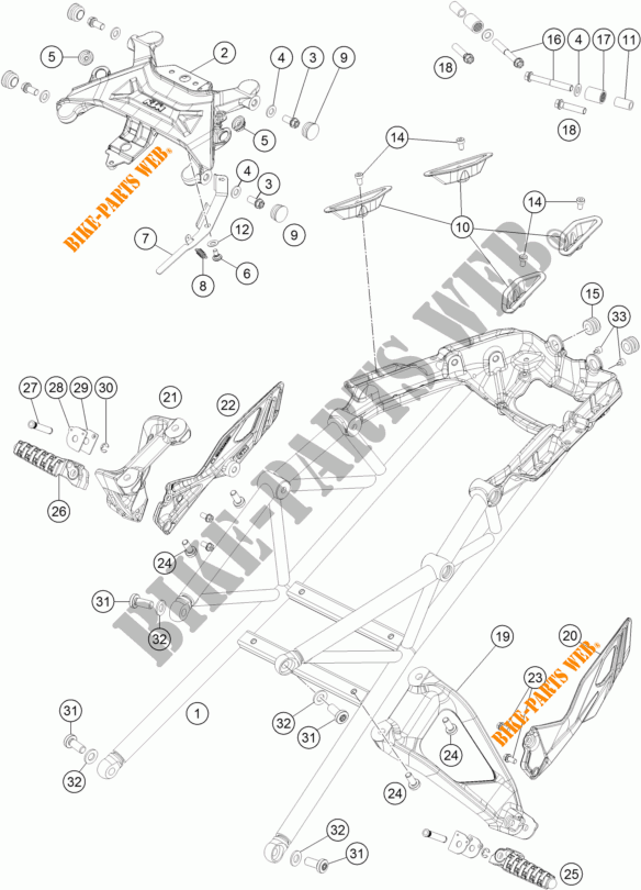 REAR SUB FRAME for KTM 1290 SUPER DUKE GT ORANGE ABS 2016