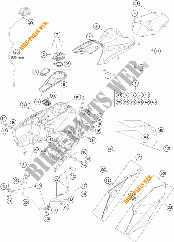 TANK / SEAT for KTM 1290 SUPER DUKE GT ORANGE ABS 2016