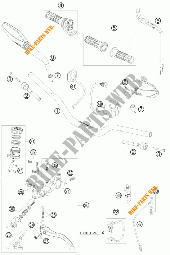 HANDLEBAR / CONTROLS for KTM 690 DUKE ORANGE 2010
