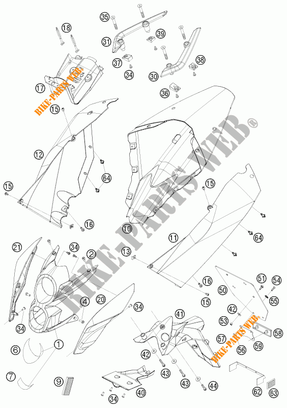 PLASTICS for KTM 690 DUKE ORANGE 2010