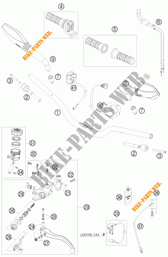 HANDLEBAR / CONTROLS for KTM 690 DUKE WHITE 2010