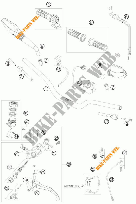 HANDLEBAR / CONTROLS for KTM 690 DUKE WHITE 2009