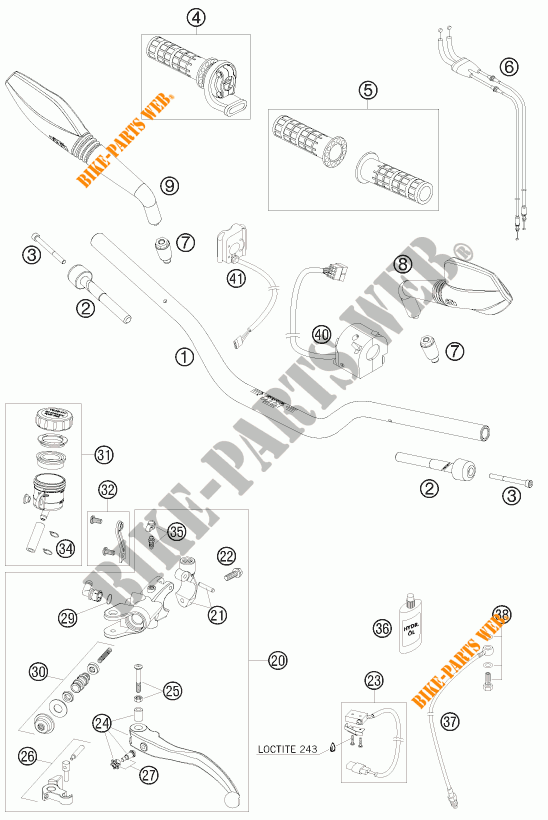 HANDLEBAR / CONTROLS for KTM 690 DUKE BLACK 2009