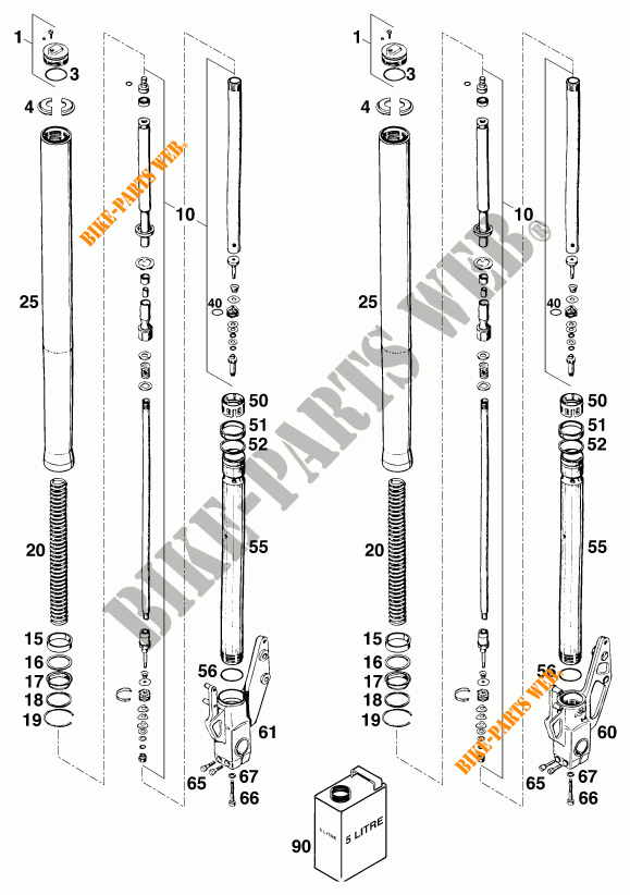 FRONT FORK (PARTS) for KTM 125 STING 80 1998