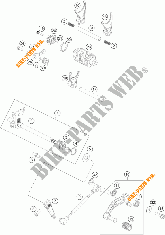 GEAR SHIFTING MECHANISM for KTM 390 DUKE ORANGE 2018