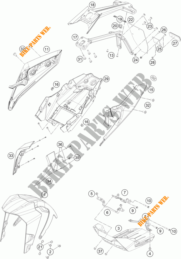 PLASTICS for KTM 390 DUKE WHITE 2017