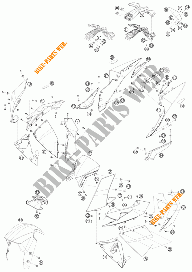 PLASTICS for KTM 1190 RC8 R TRACK 2012