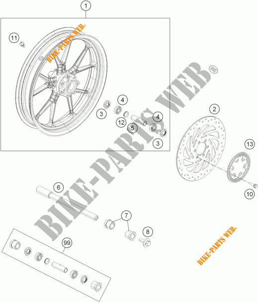 FRONT WHEEL for KTM 390 DUKE BLACK ABS 2016