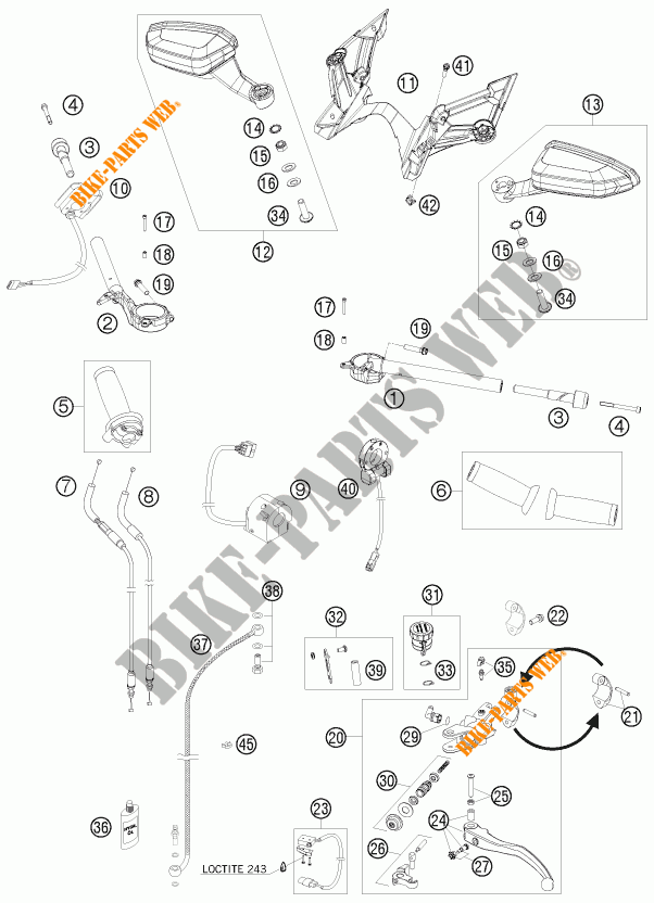 HANDLEBAR / CONTROLS for KTM 1190 RC8 R TRACK 2010
