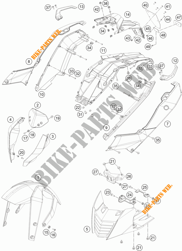 PLASTICS for KTM 390 DUKE WHITE ABS 2015