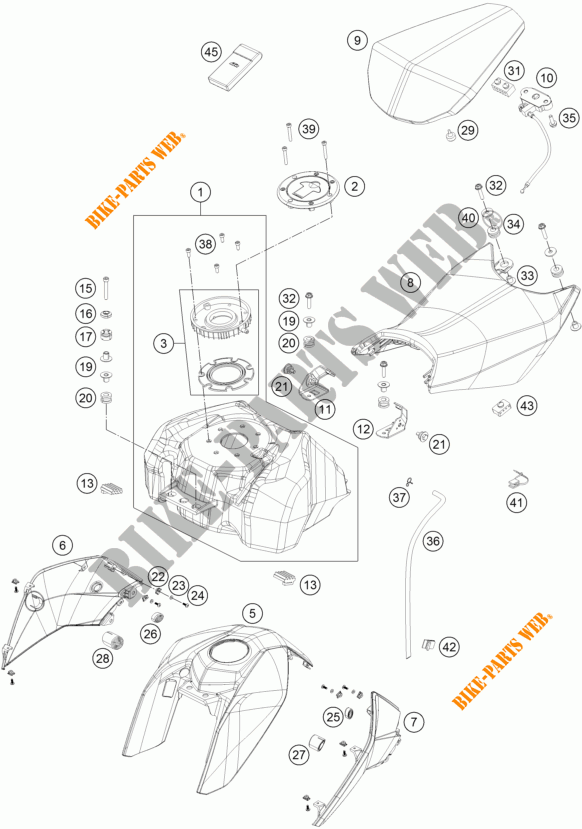 TANK / SEAT for KTM 390 DUKE WHITE ABS 2015