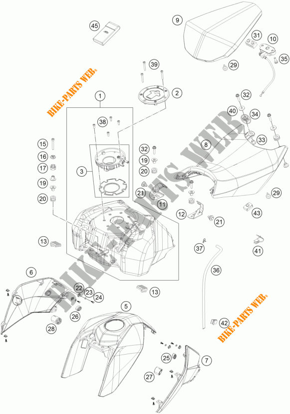 TANK / SEAT for KTM 390 DUKE BLACK ABS 2015