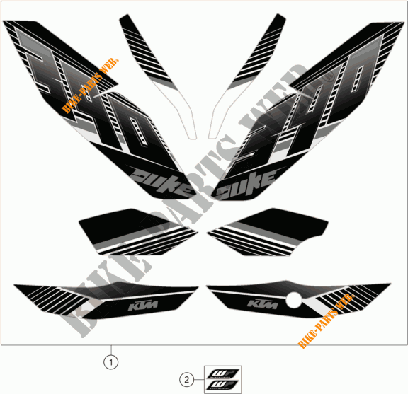 STICKERS for KTM 390 DUKE BLACK ABS 2015