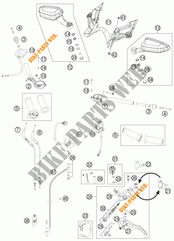 HANDLEBAR / CONTROLS for KTM 1190 RC8 R WHITE 2015