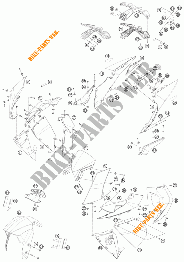 PLASTICS for KTM 1190 RC8 R WHITE 2015