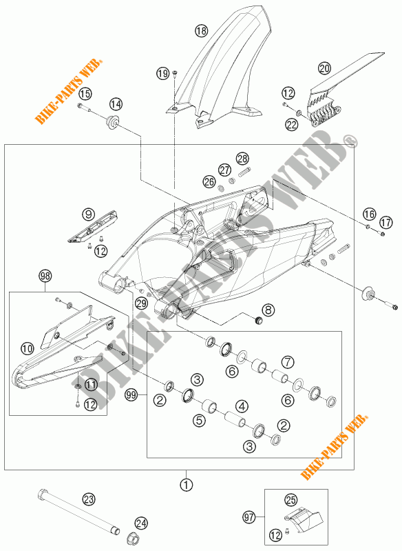 SWINGARM for KTM 1190 RC8 R WHITE 2015