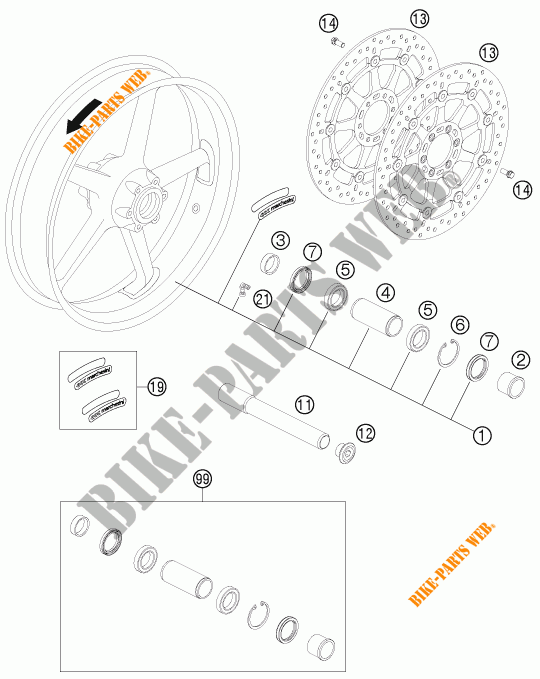 FRONT WHEEL for KTM 1190 RC8 R WHITE 2015