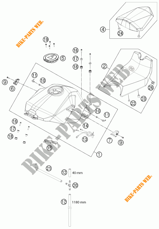 TANK / SEAT for KTM 1190 RC8 R WHITE 2015