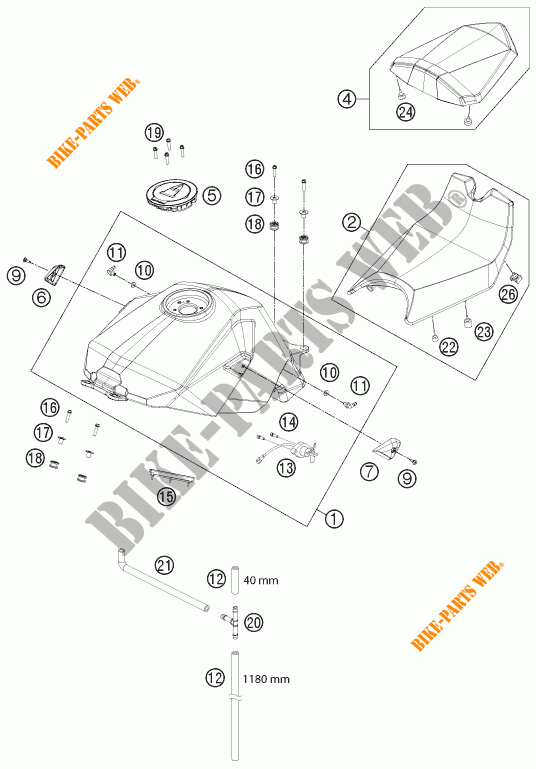 TANK / SEAT for KTM 1190 RC8 R WHITE 2015