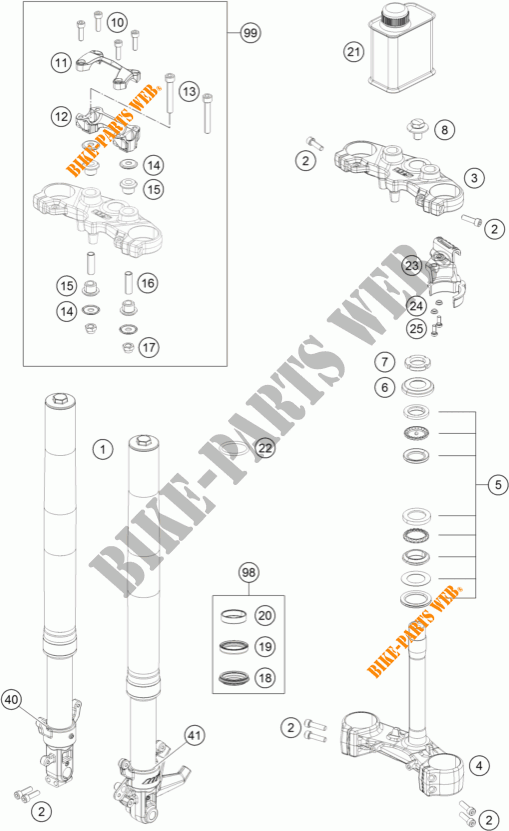 FRONT FORK / TRIPLE CLAMP for KTM 390 DUKE WHITE ABS 2013