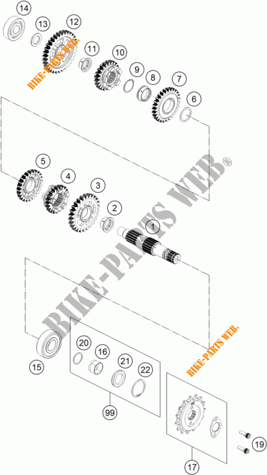 GEARBOX COUNTERSHAFT for KTM 390 DUKE WHITE ABS 2013