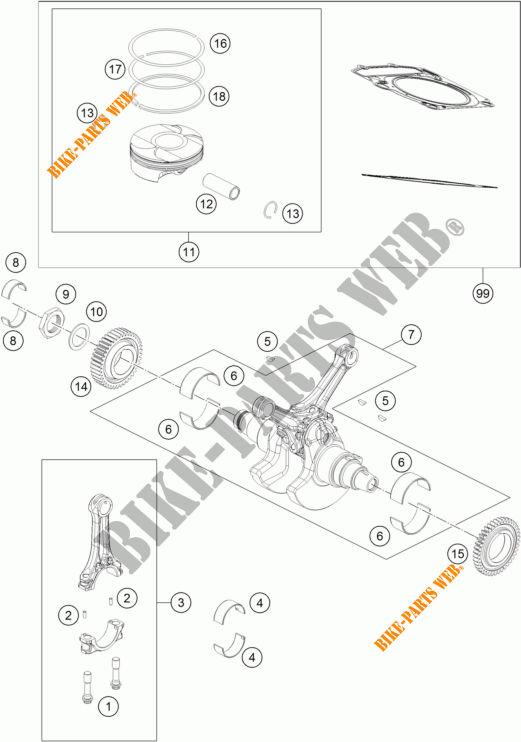 CRANKSHAFT / PISTON for KTM 1190 RC8 R WHITE 2014