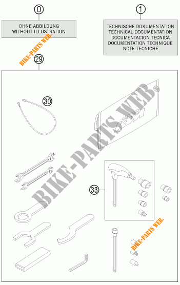 TOOL KIT / MANUALS / OPTIONS for KTM 1190 RC8 R WHITE 2014