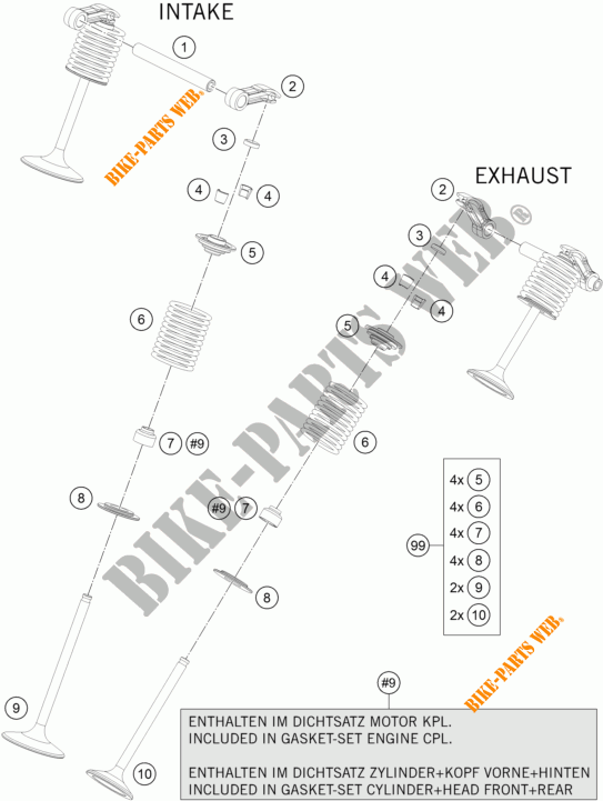 VALVES for KTM 1190 RC8 R WHITE 2014
