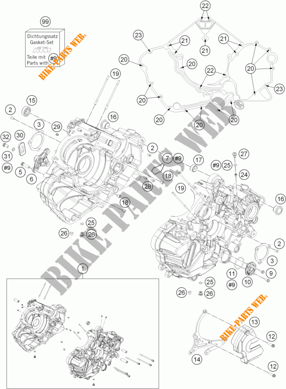 CRANKCASE for KTM 1190 RC8 R WHITE 2014