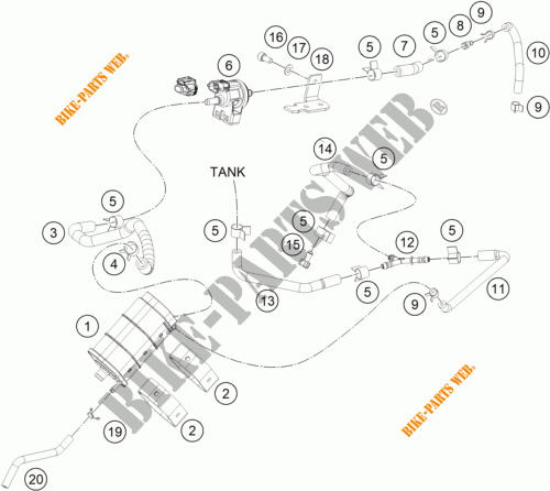 EVAPORATIVE CANISTER for KTM 250 DUKE WHITE NON ABS 2018