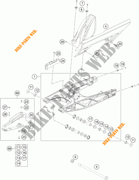 SWINGARM for KTM 250 DUKE WHITE 2017