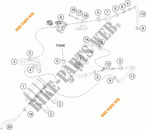 EVAPORATIVE CANISTER for KTM 250 DUKE ORANGE 2017