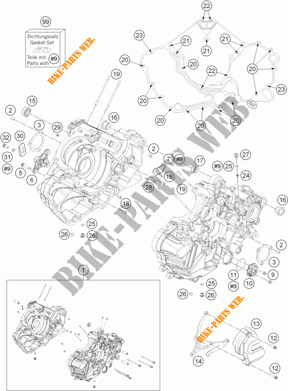 CRANKCASE for KTM 1190 RC8 R WHITE 2014