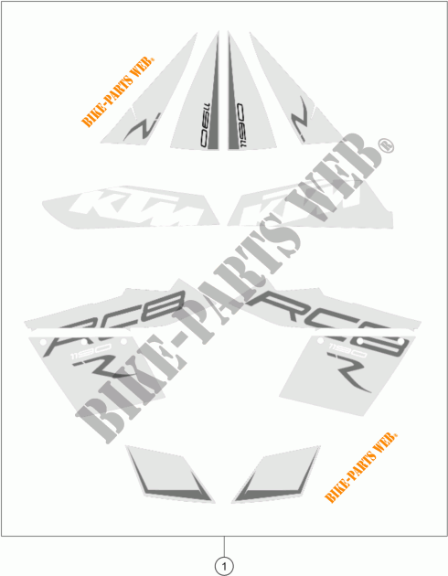 STICKERS for KTM 1190 RC8 R WHITE 2014