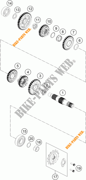 GEARBOX COUNTERSHAFT for KTM 250 DUKE WHITE ABS 2015
