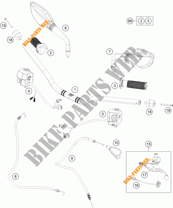 HANDLEBAR / CONTROLS for KTM 250 DUKE WHITE ABS 2015